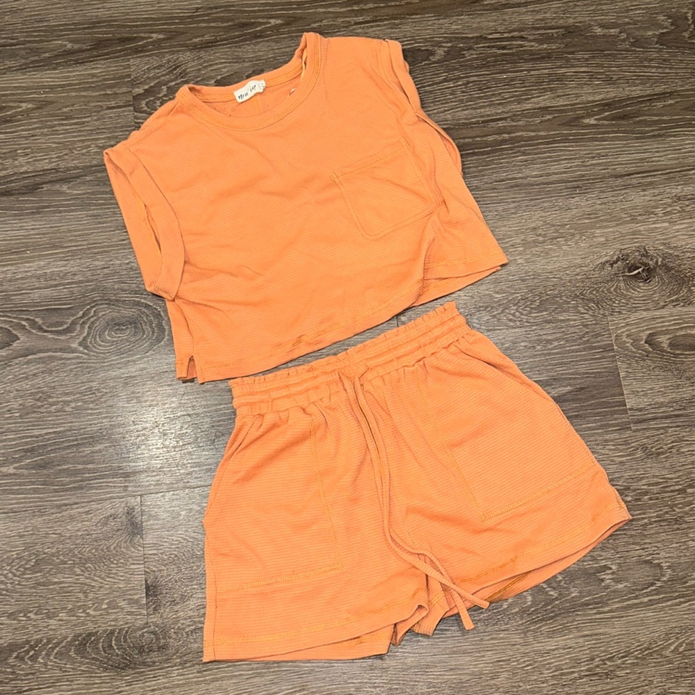 New In Waffle Knit Orange Set